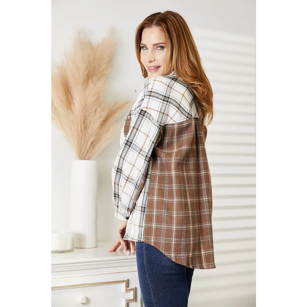 Experience effortless luxury with the cozy contrast plaid shirt jacket $33 contrast plaid is always in fashion,