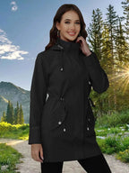 Drawstring Snap-Down Trench Coat