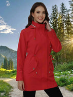 Drawstring Snap-Down Trench Coat