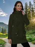 Drawstring Snap-Down Trench Coat