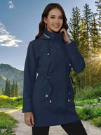 Drawstring Snap-Down Trench Coat