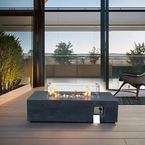 Elevate outdoor luxury with the elegant concrete propane fire pit table