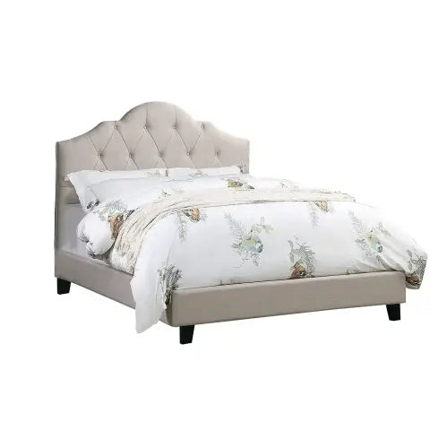 Elevate your bedroom with a luxurious light brown queen size bed