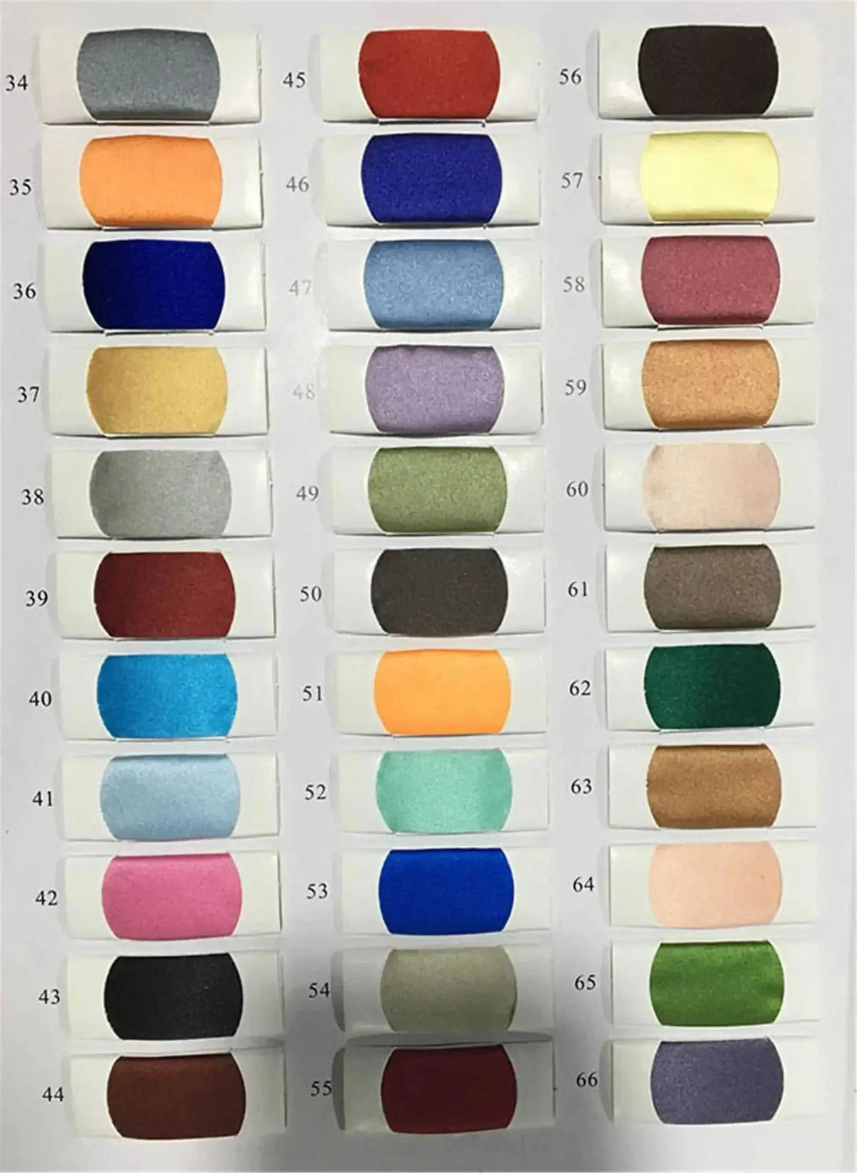 Eightree Fashion Short Wedding Dresses featuring a swatch card of 33 fabric color samples in various shades including blues, greens, pinks, browns, and neutrals