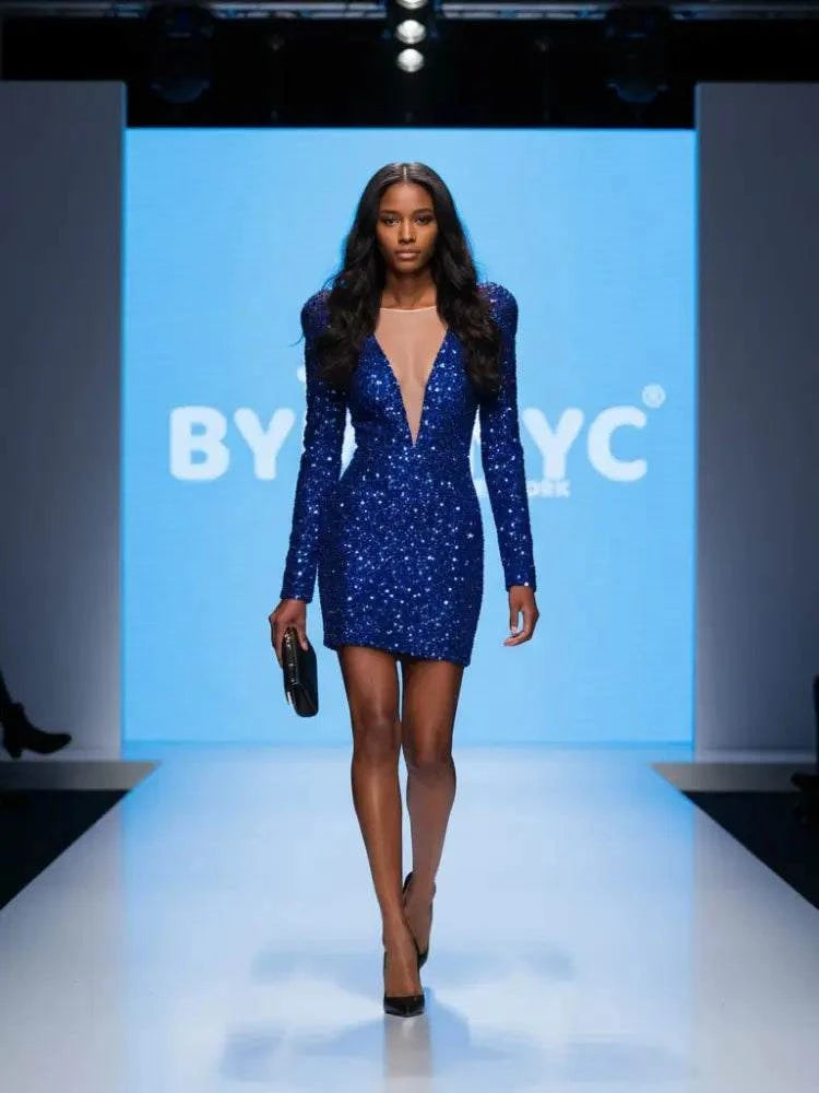 Electric Blue Sequin Mini Dress BROADWAY: Prêt-à-Porter Line BYMANYC ® New York