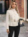 Elegant Fine Rings Collection: Belted Button-Up Jacket