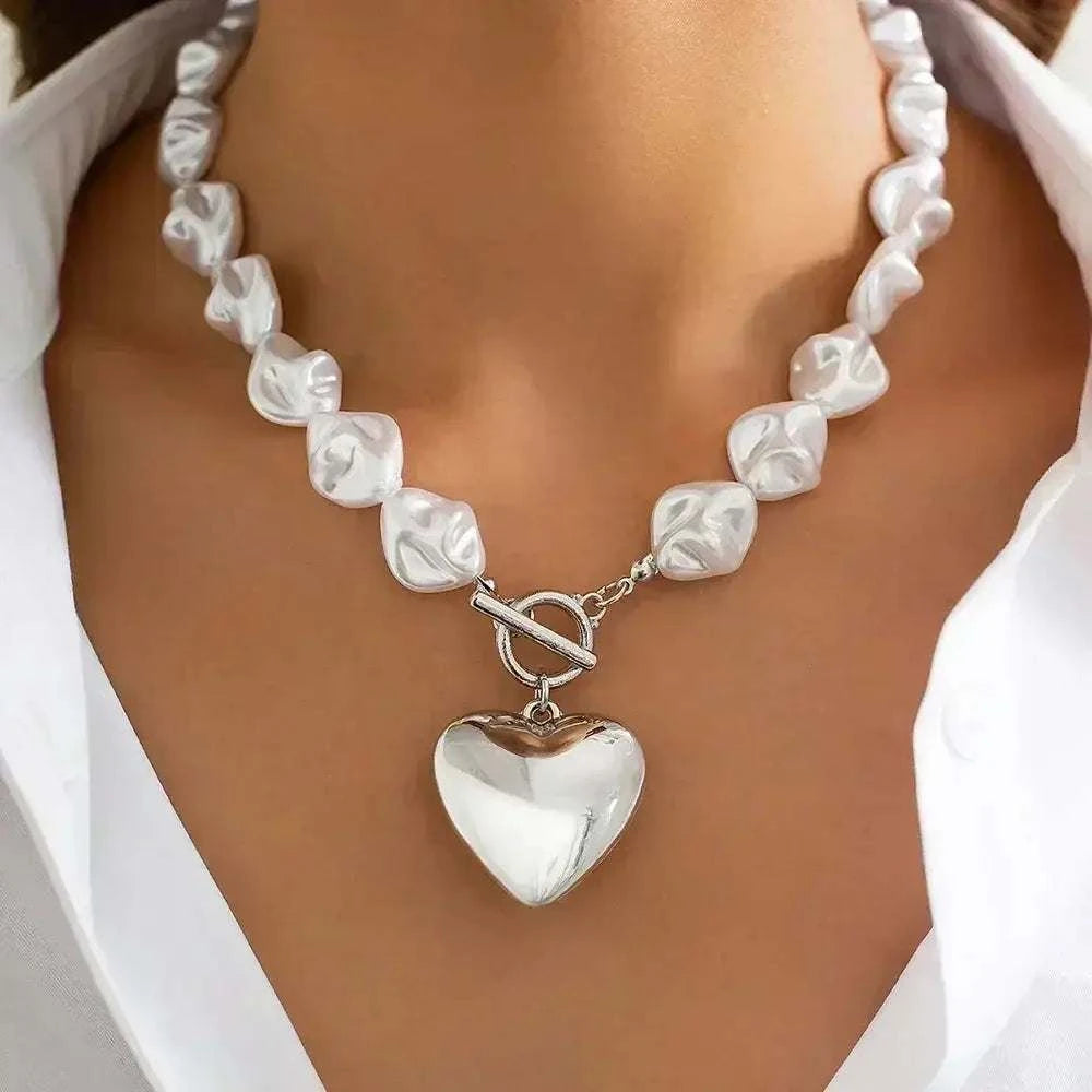 Elegant imitate Barlot Pearl Pendant Choker Necklace Natural Stone Chain For Girls Jewelry Trend Vacation Wedding Gifts X0294