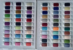 fabric swatch book with 66 rectangular color samples including red, purple, green, blue, orange, pink, beige, and gray shades for custom Elegant Lace Wedding Dress