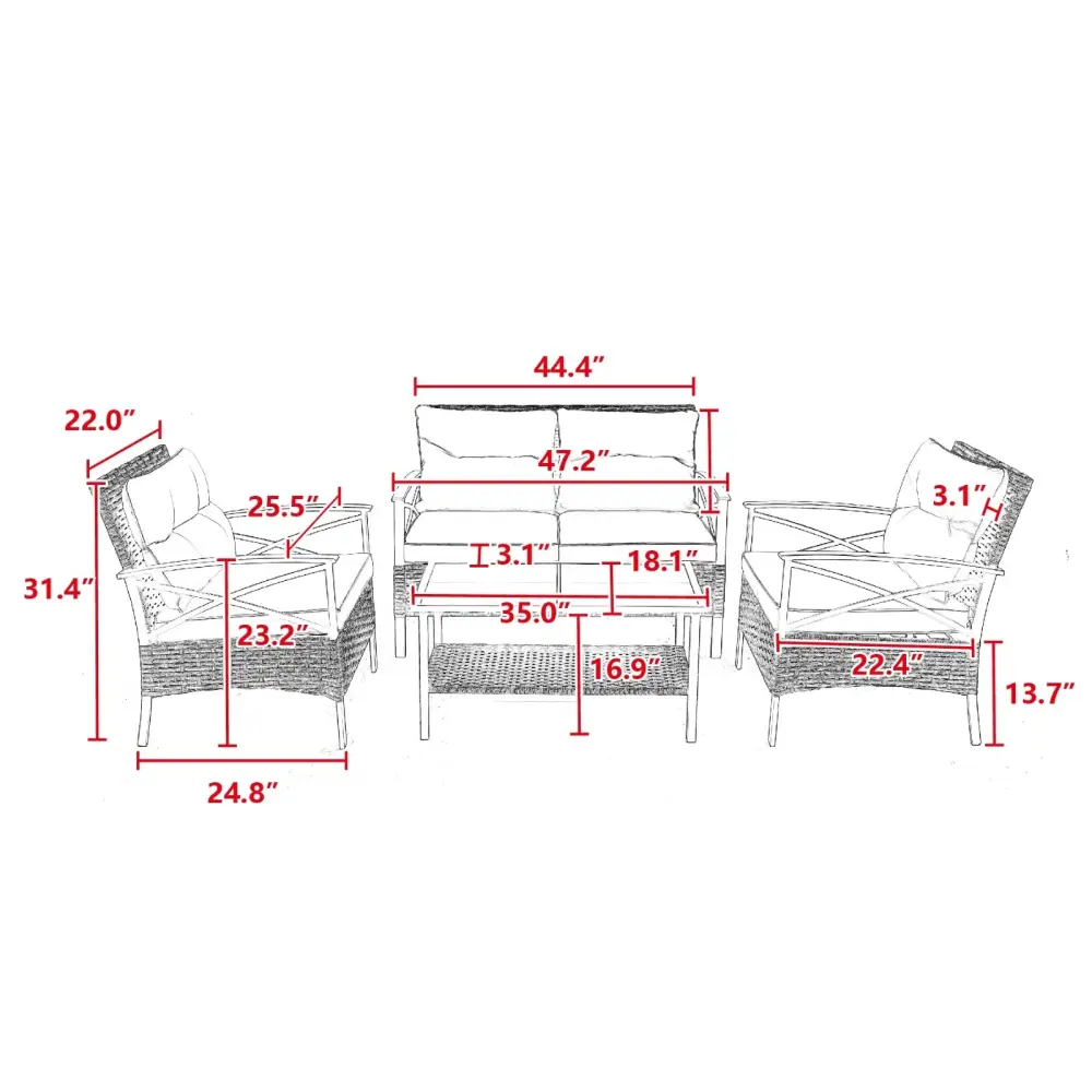 Elevate outdoor living with the luxe patio 4-piece sectional sofa set $699.99 discover the exquisite patio 4 piece