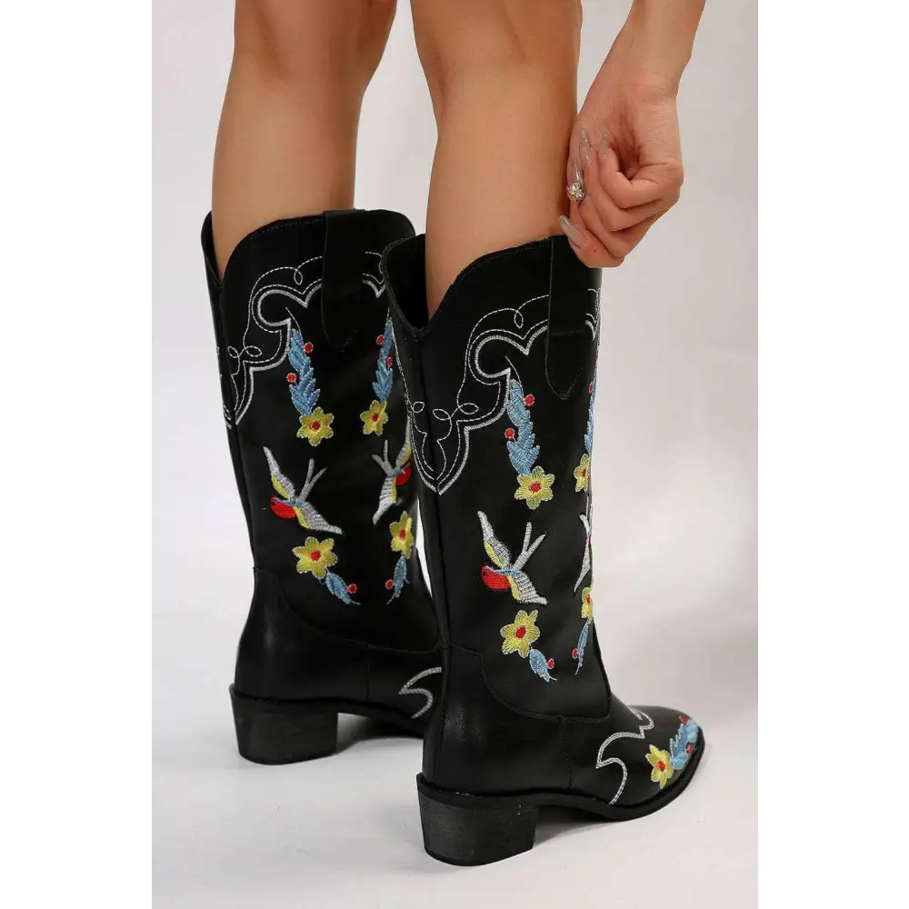 Elevate your style with luxurious embroidered block heel boots $78.12 box not included—perfect for those who cherish