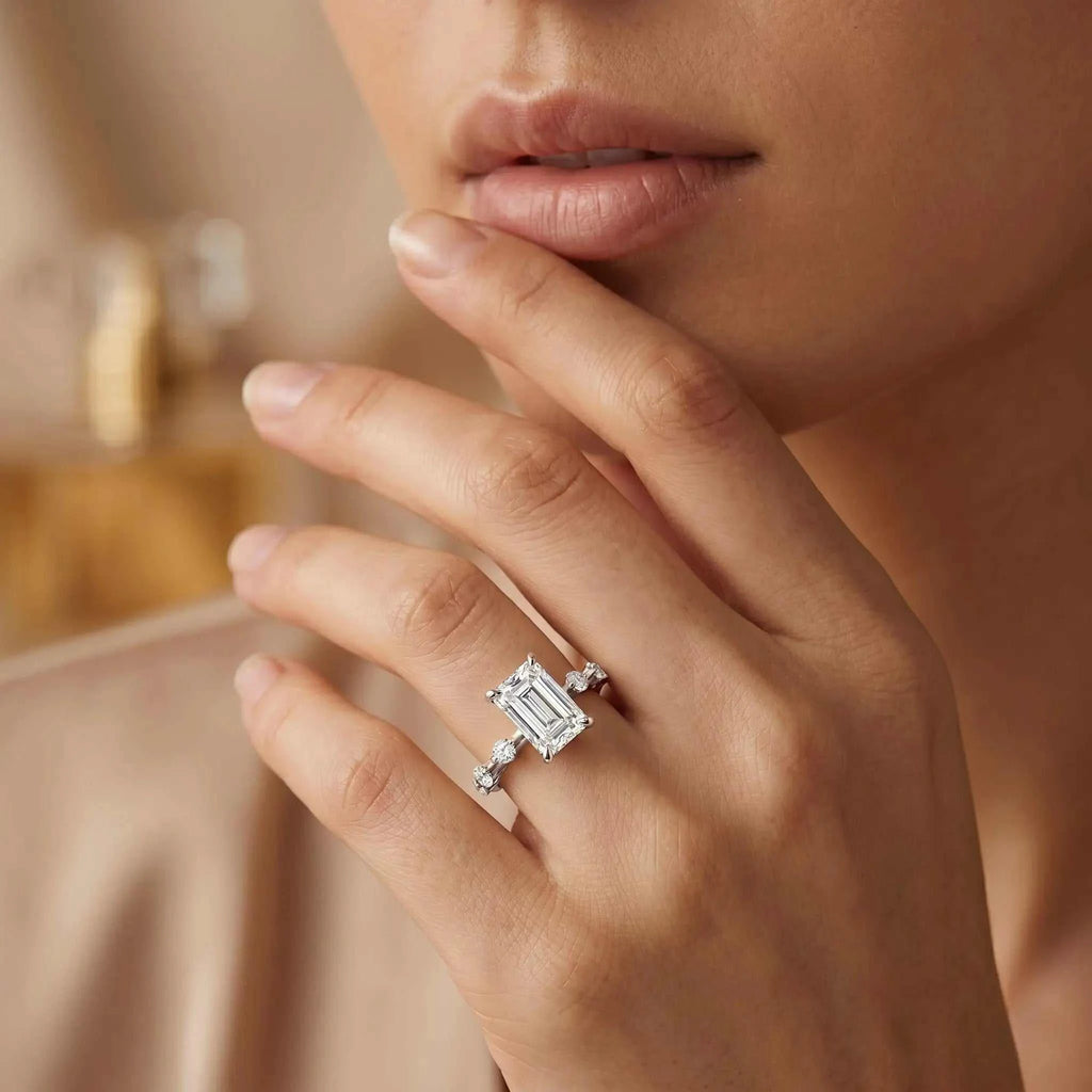 Emerald Cut 2 Carat Lab Grown Diamond Engagement Ring IGI Certified