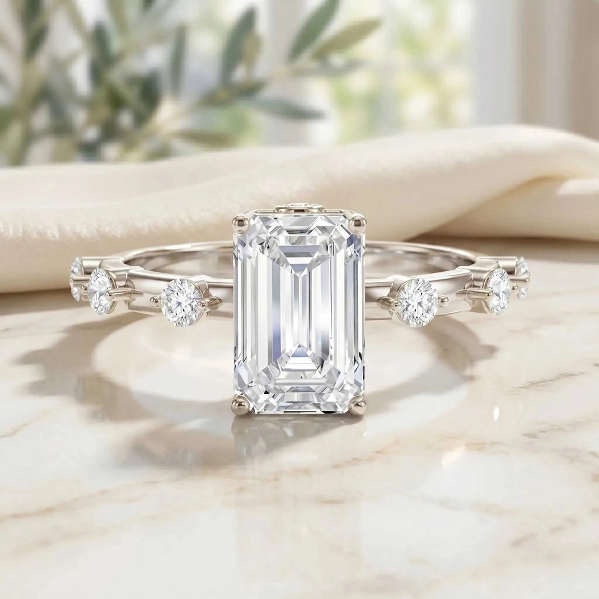 Emerald Cut 2 Carat Lab Grown Diamond Engagement Ring IGI Certified