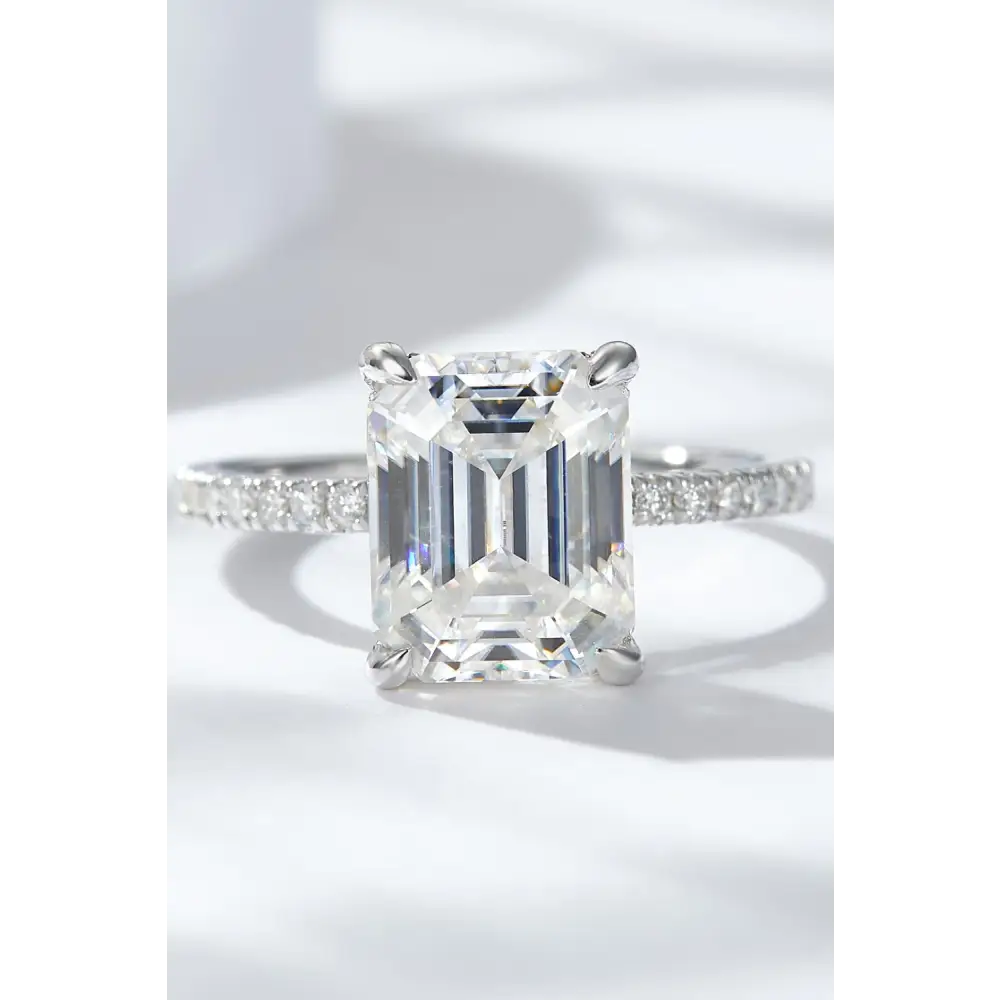 Emerald cut moissanite ring elevates luxury fashion for women $185.99 minimalist embrace the elegance of minimalist