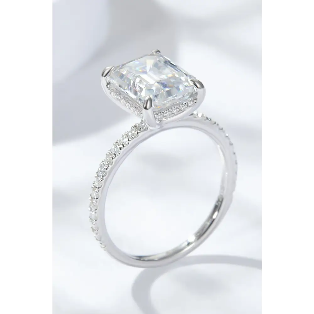 Emerald cut moissanite ring elevates luxury fashion for women $185.99 minimalist embrace the elegance of minimalist