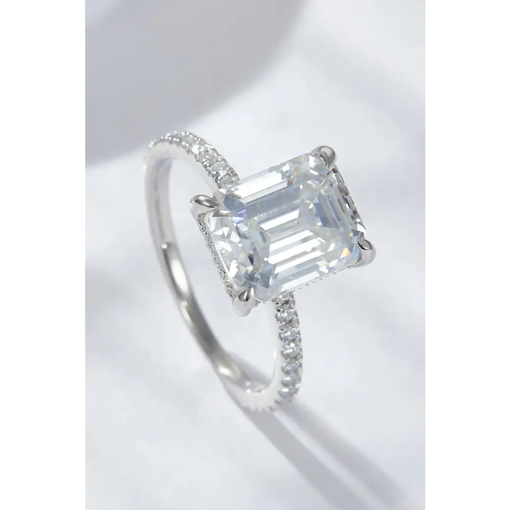 Emerald cut moissanite ring elevates luxury fashion for women $185.99 minimalist embrace the elegance of minimalist