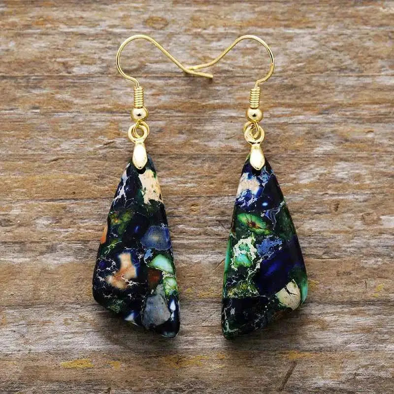 Emperor-Stone Geometric Earrings