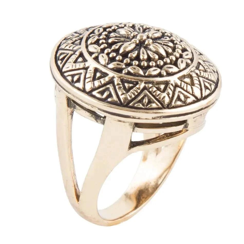 Engraved Golden Bronze Statement Ring - Maven Couture IncRings
