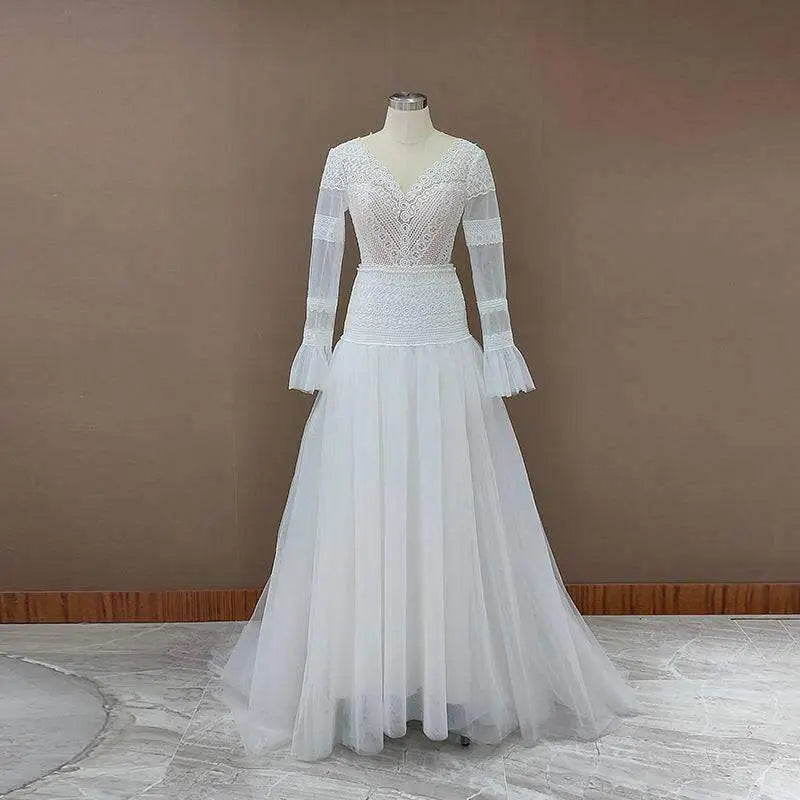 Ethereal long-sleeve wedding gown in timeless luxury fashion for women $89.99 “ethereal long-sleeve wedding gown