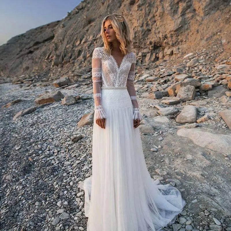 Ethereal long-sleeve wedding gown in timeless luxury fashion for women $89.99 “ethereal long-sleeve wedding gown