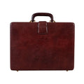Executive Men's Leather Attache Briefcase Brown/Cherry Red