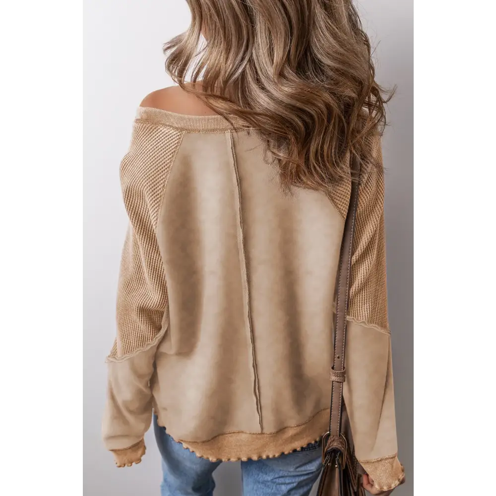 Exposed seam long sleeve sweatshirt in luxury fashion for women $51.99 experience the allure of basic style,