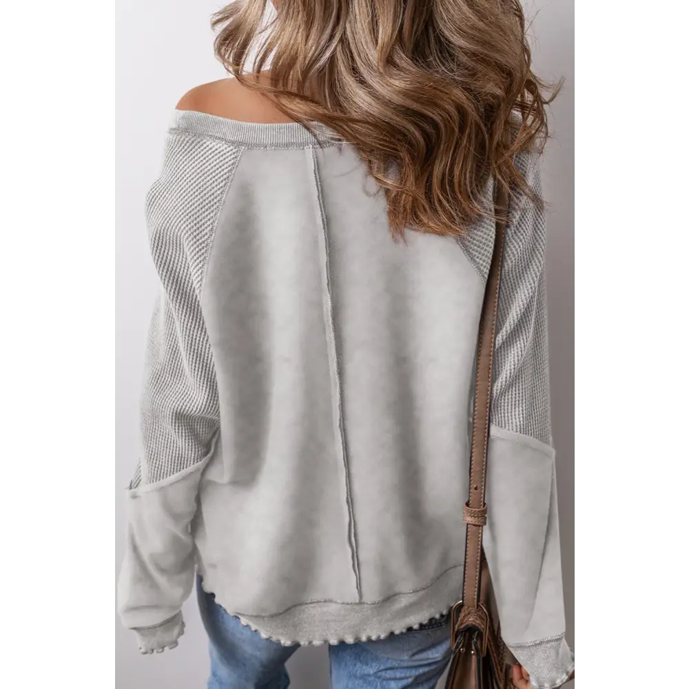 Exposed seam long sleeve sweatshirt in luxury fashion for women $51.99 experience the allure of basic style,