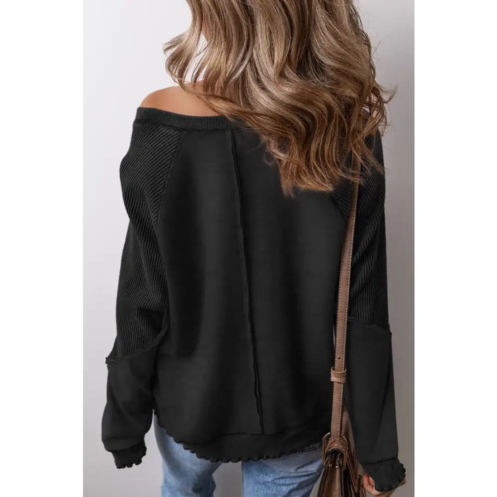 Exposed seam long sleeve sweatshirt in luxury fashion for women $51.99 experience the allure of basic style,