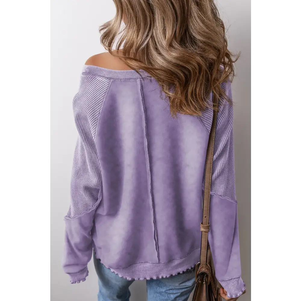 Exposed seam long sleeve sweatshirt in luxury fashion for women $51.99 experience the allure of basic style,