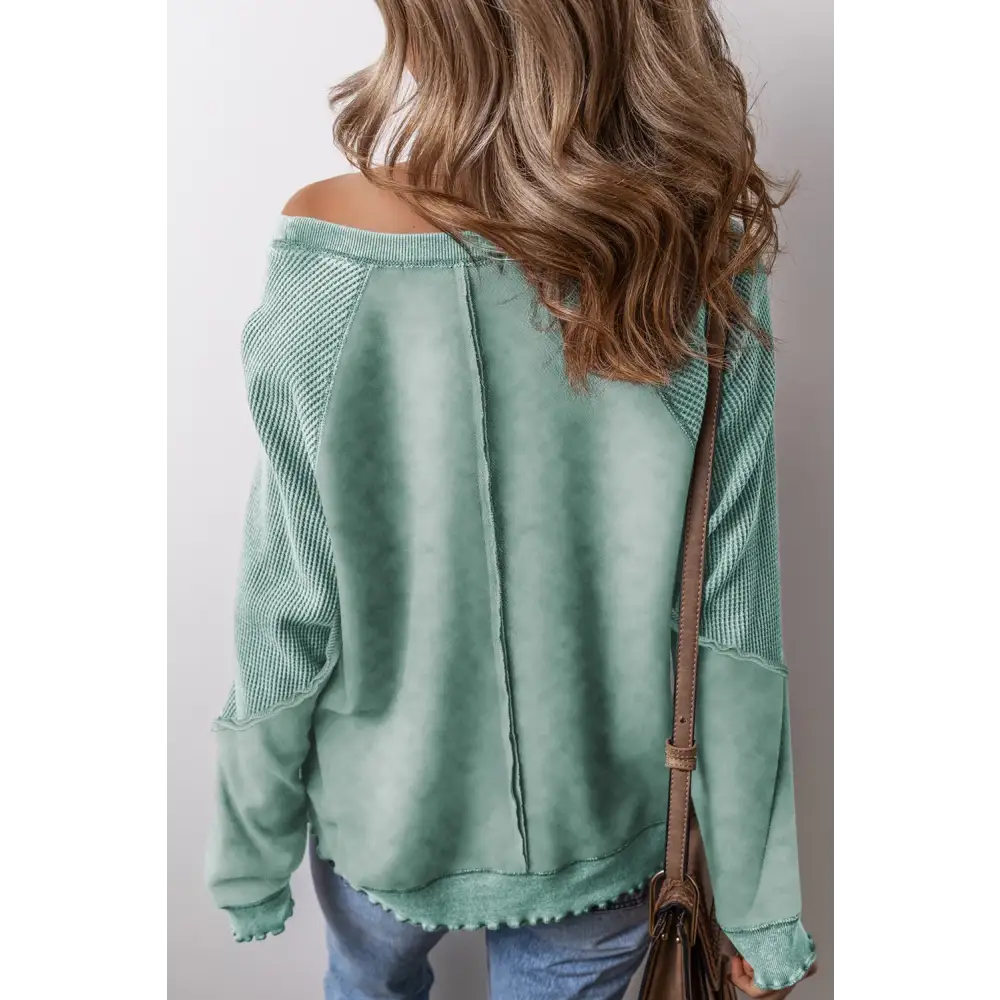 Exposed seam long sleeve sweatshirt in luxury fashion for women $51.99 experience the allure of basic style,