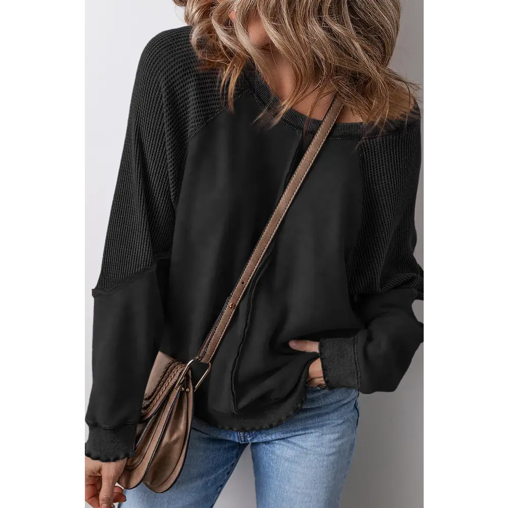 Exposed seam long sleeve sweatshirt in luxury fashion for women $51.99 experience the allure of basic style,