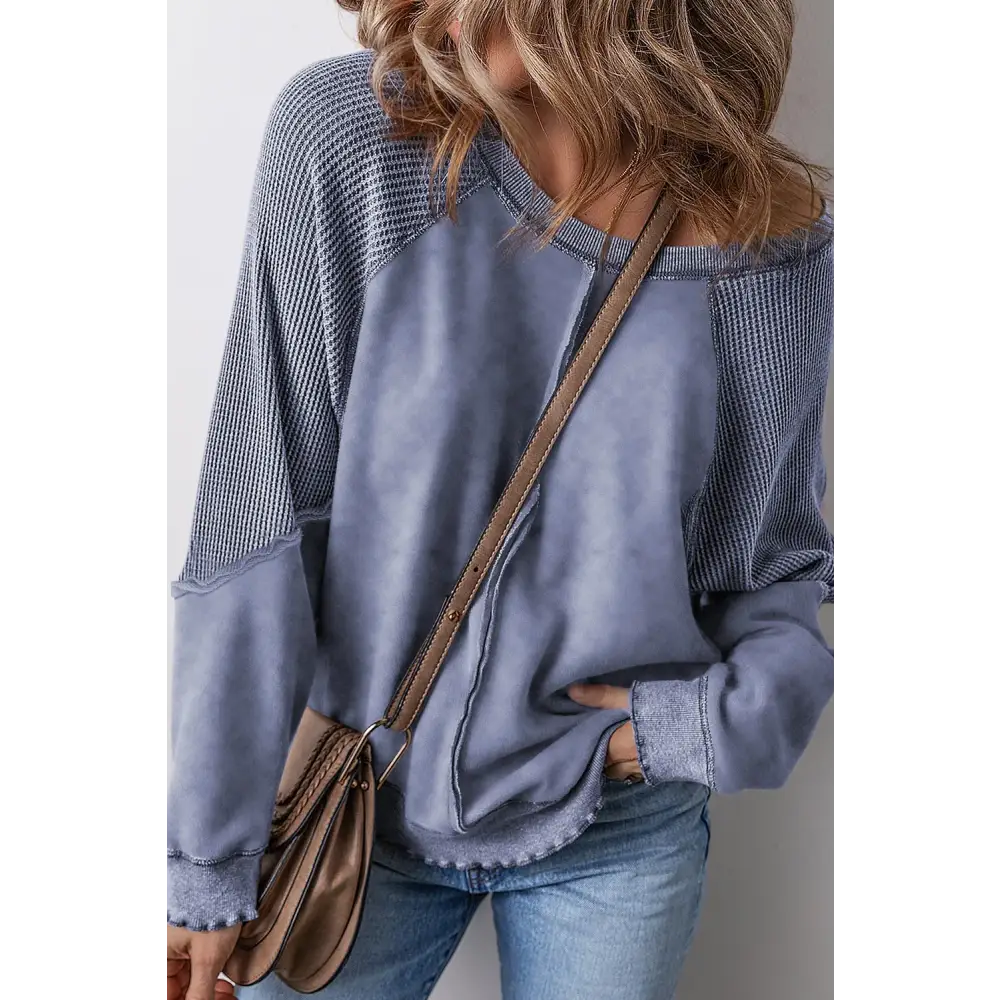 Exposed seam long sleeve sweatshirt in luxury fashion for women $51.99 experience the allure of basic style,