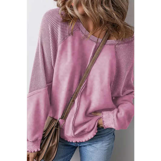 Exposed seam long sleeve sweatshirt in luxury fashion for women $51.99 experience the allure of basic style,