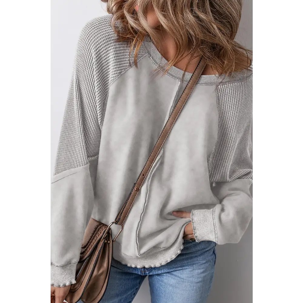 Exposed seam long sleeve sweatshirt in luxury fashion for women $51.99 experience the allure of basic style,