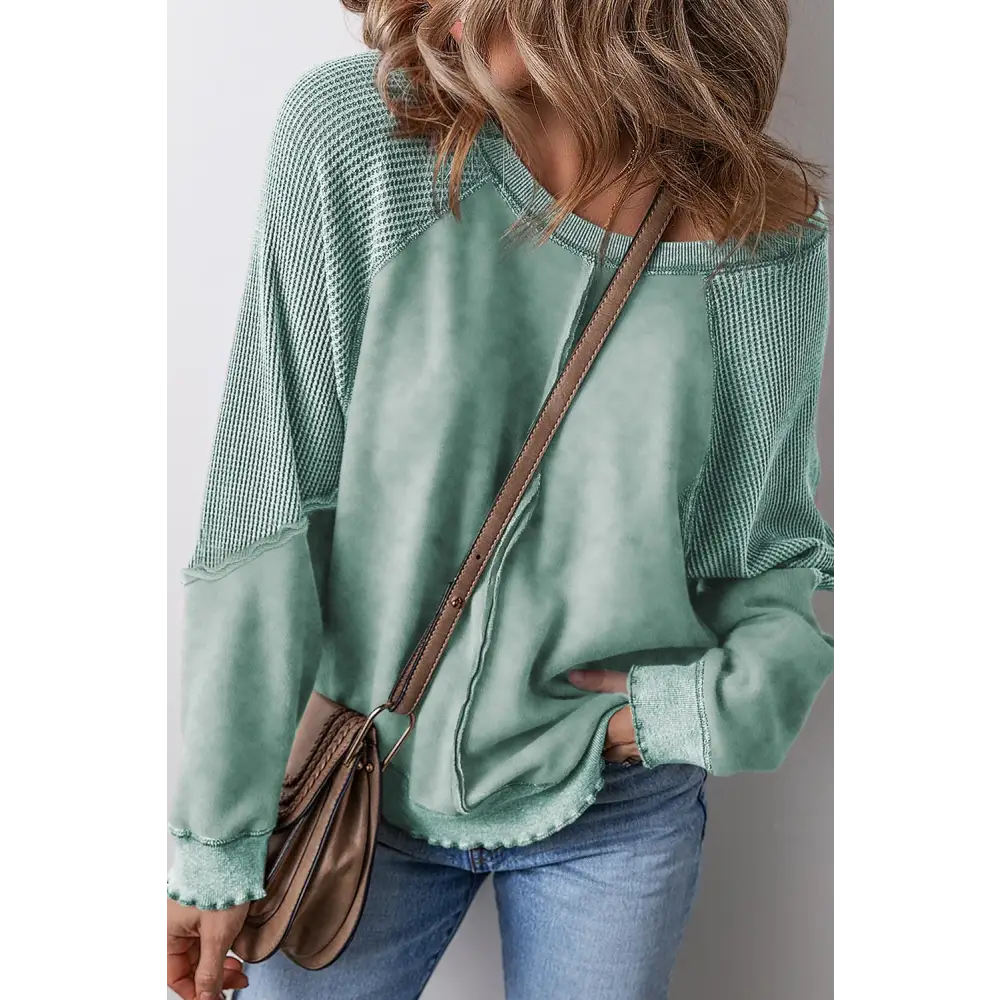 Exposed seam long sleeve sweatshirt in luxury fashion for women $51.99 experience the allure of basic style,