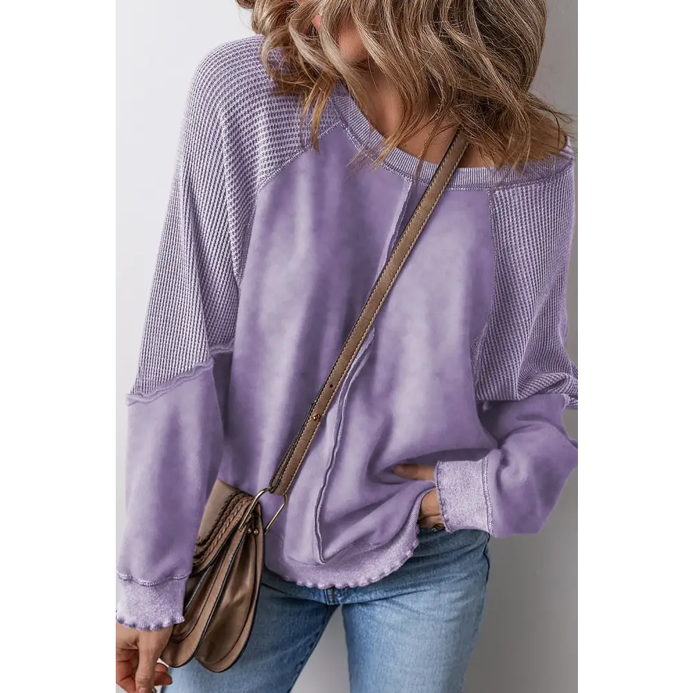 Exposed seam long sleeve sweatshirt in luxury fashion for women $51.99 experience the allure of basic style,