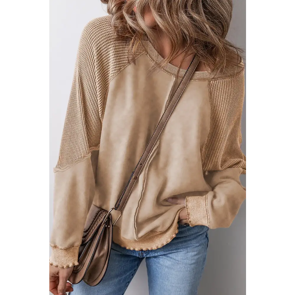 Exposed seam long sleeve sweatshirt in luxury fashion for women $51.99 experience the allure of basic style,