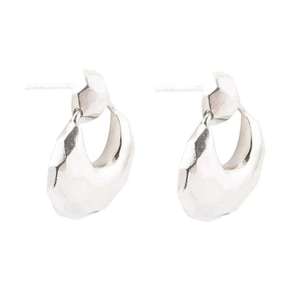 Faceted Sterling Silver Doorknocker Post Earrings - Maven Couture IncEarrings