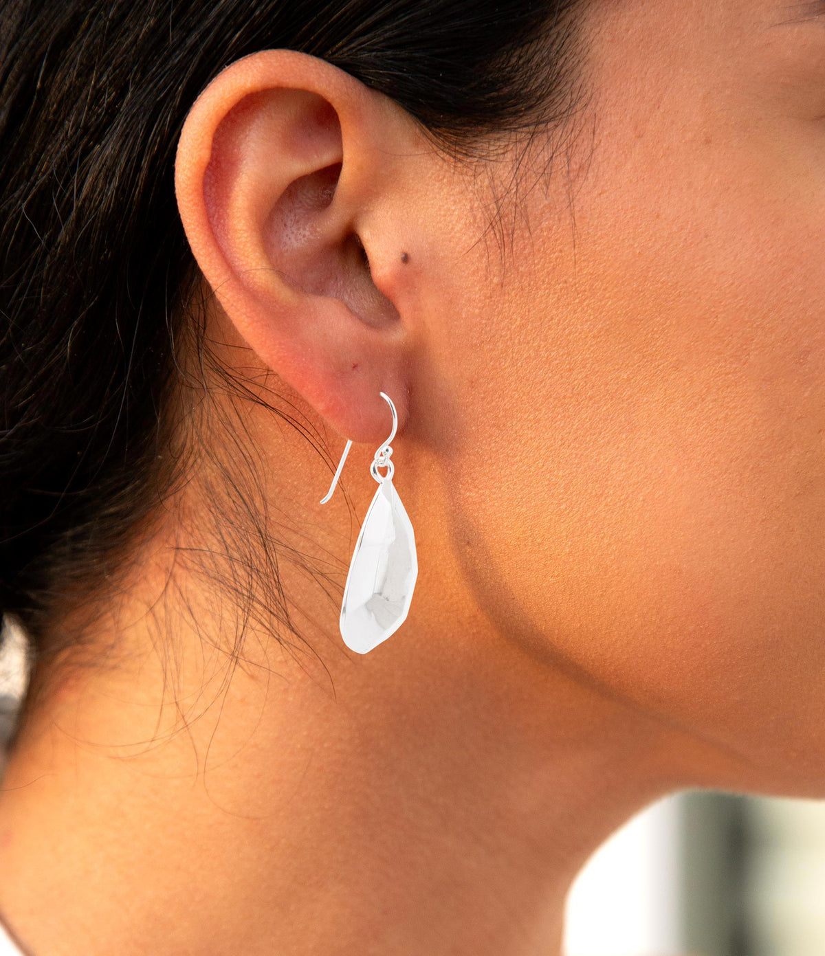 Faceted Sterling Silver Drop Earrings - Maven Couture IncEarrings