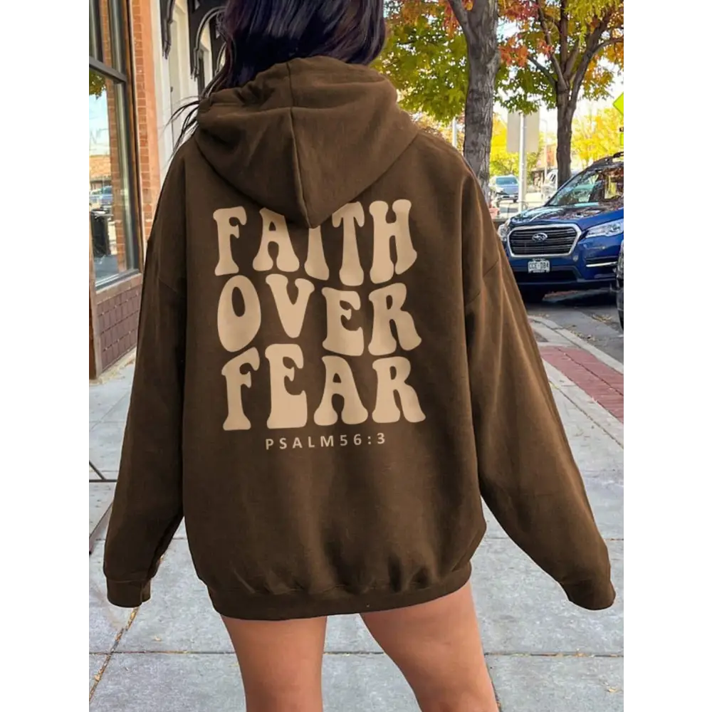 Faith over fear dropped shoulder hoodie in luxury fashion for women $23.99 embrace the elegance with this basic style,