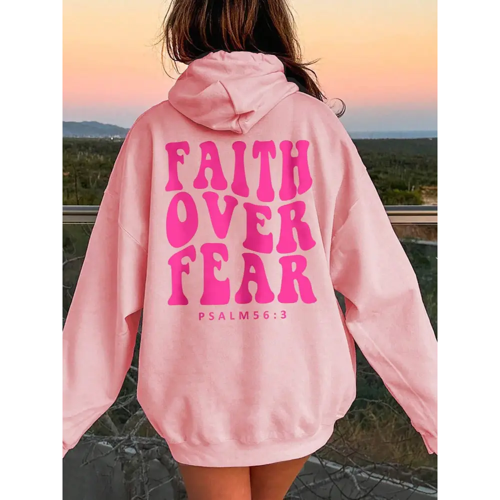 Faith over fear dropped shoulder hoodie in luxury fashion for women $23.99 embrace the elegance with this basic style,