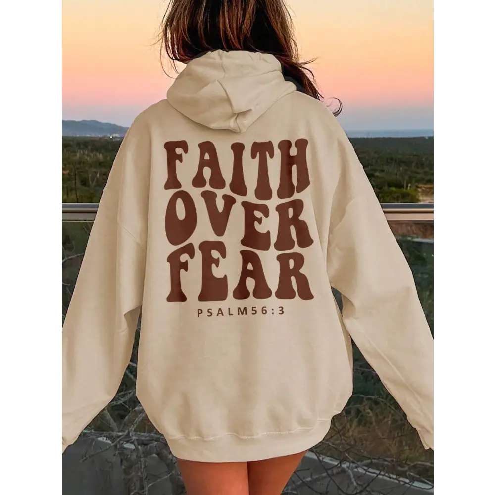 Faith over fear dropped shoulder hoodie in luxury fashion for women $23.99 embrace the elegance with this basic style,