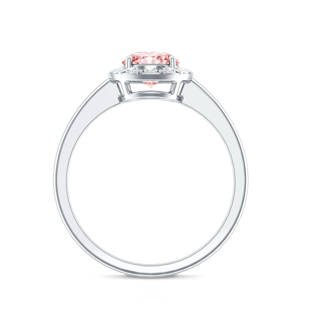 Fancy Intense Pink Lab Grown Diamond Halo Engagement Ring with IGI Certificate