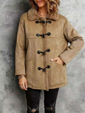Faux Suede Sherpa Lined Toggle Coat
