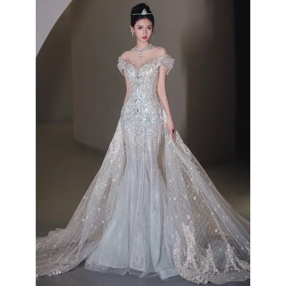 Exquisite fishtail light wedding dress in timeless luxury fashion for women $199.99 product indulge in a stunning