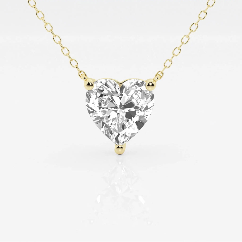 3.00 CTW Floating Heart Shape Lab Grown Diamond Solitaire Pendant Necklace F/G VS1 AGI Certified in 14K White or Yellow Gold