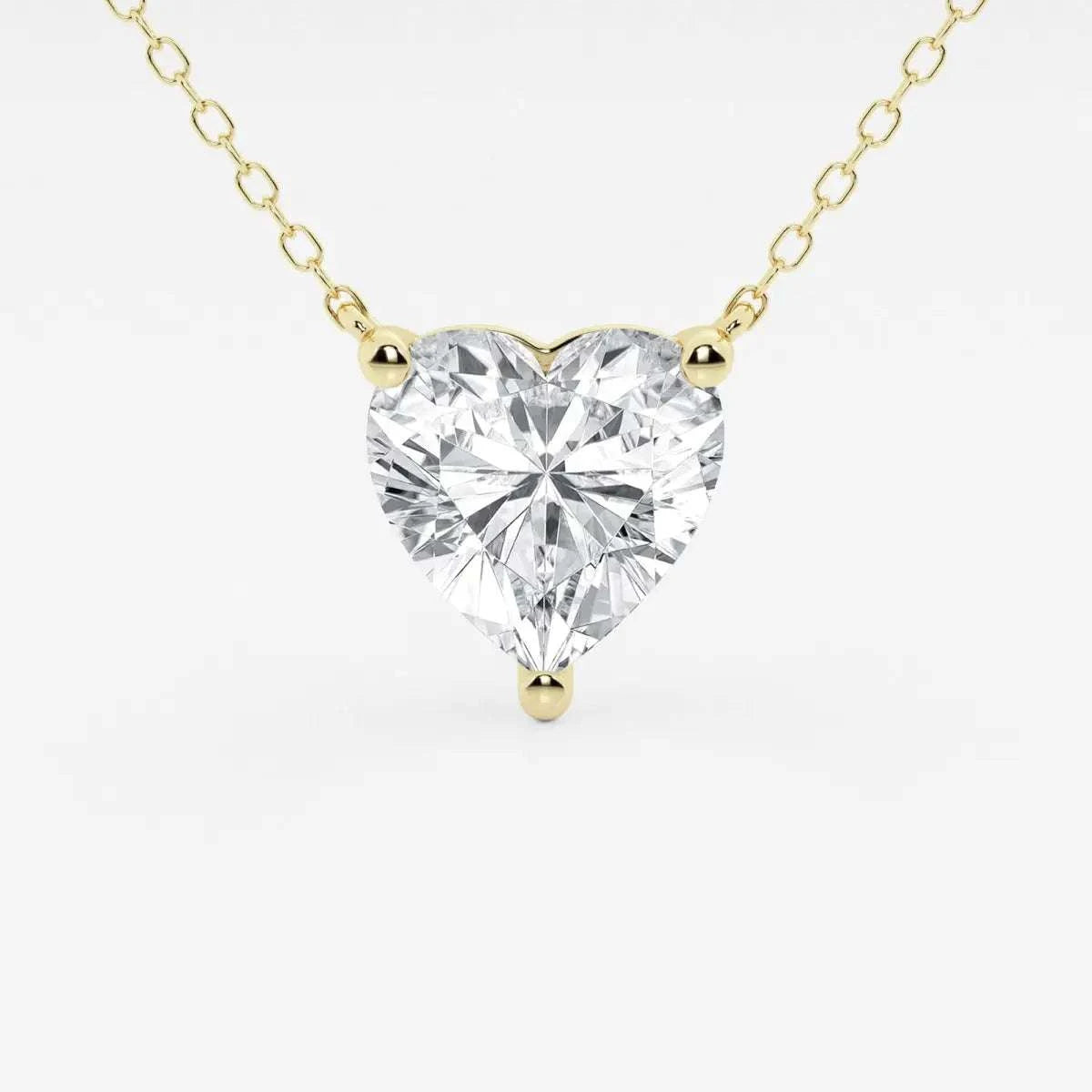 3.00 CTW Floating Heart Shape Lab Grown Diamond Solitaire Pendant Necklace F/G VS1 AGI Certified in 14K White or Yellow Gold