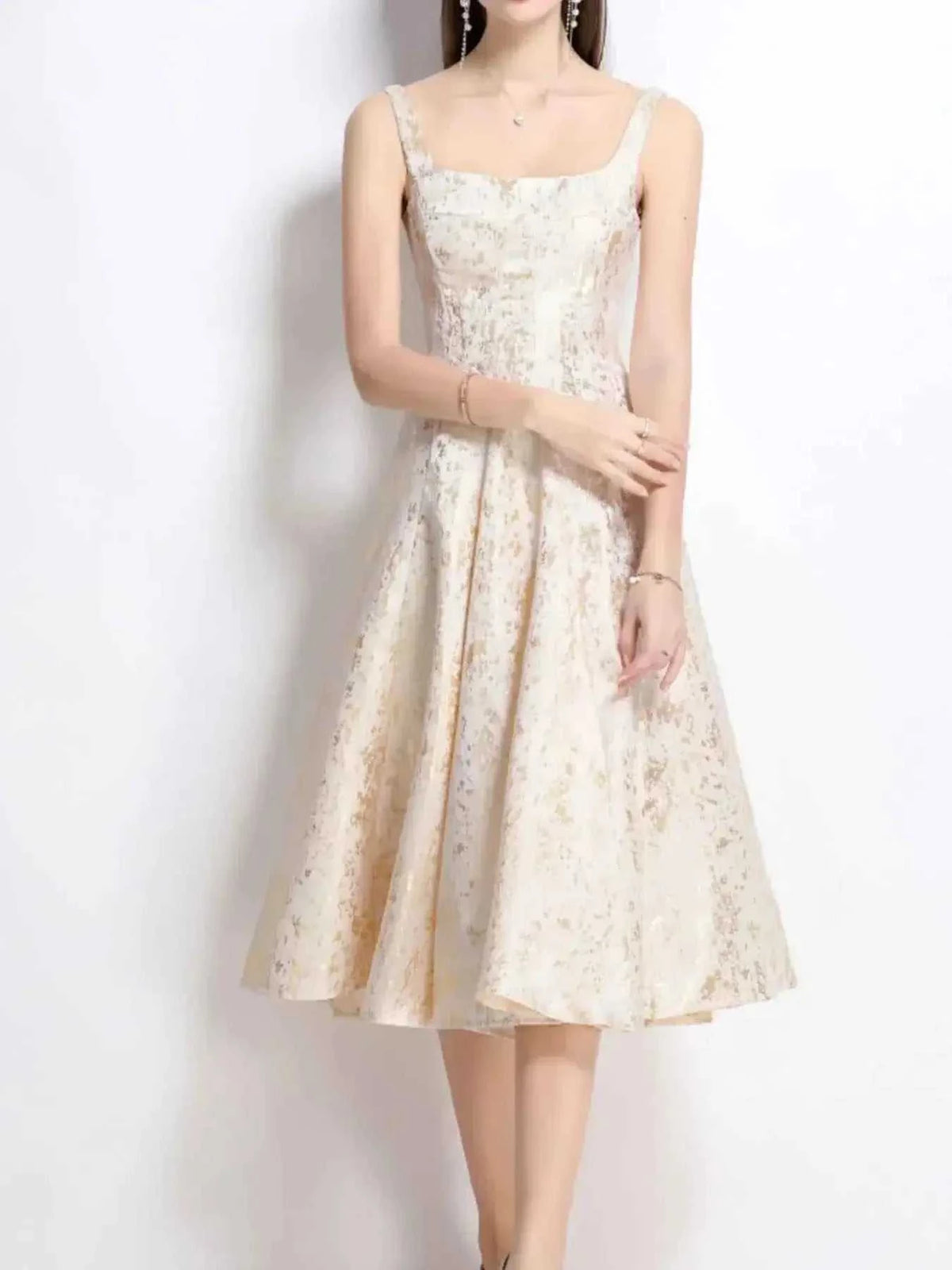 Floral A-Line Sleeveless Midi Dress