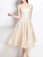 Floral A-Line Sleeveless Midi Dress