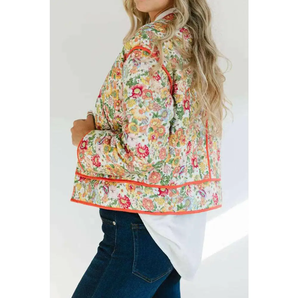 Chic floral long sleeve coat elevates luxury fashion for women $46.74 basic style, perfect for layering