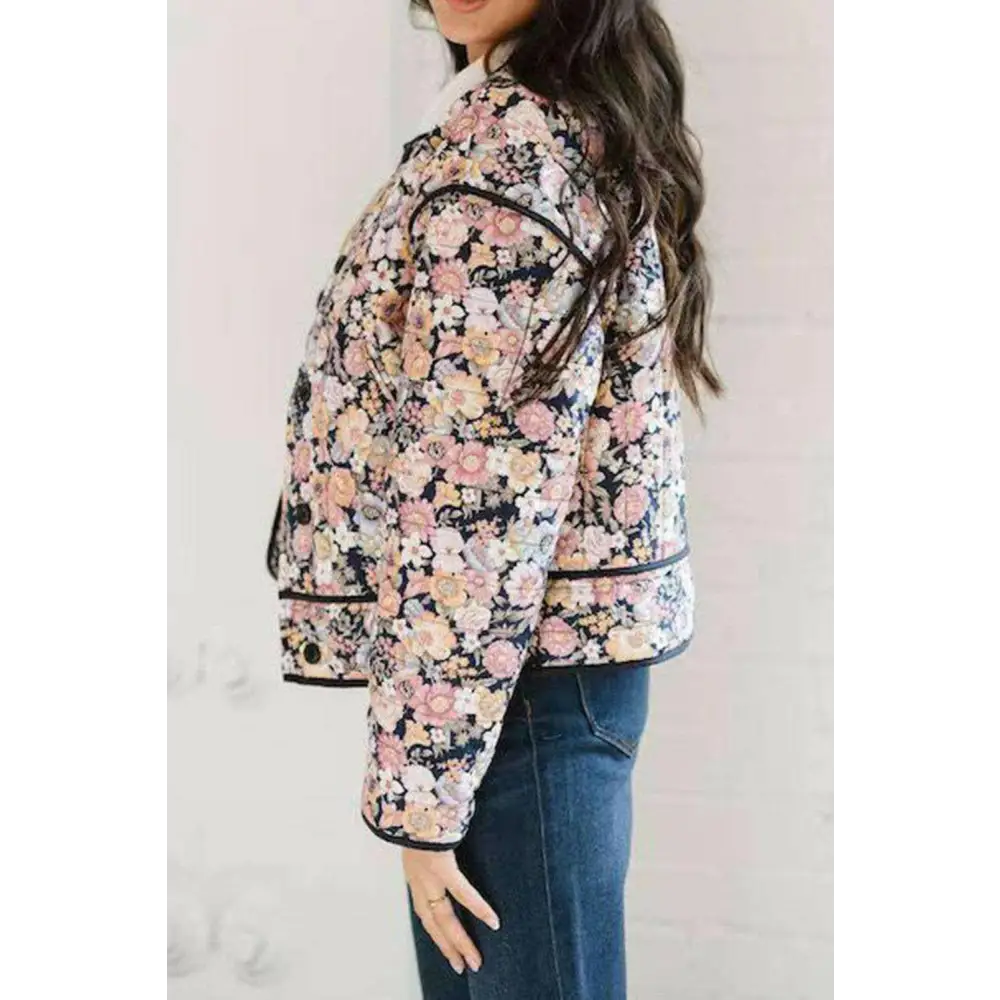 Chic floral long sleeve coat elevates luxury fashion for women $46.74 basic style, perfect for layering